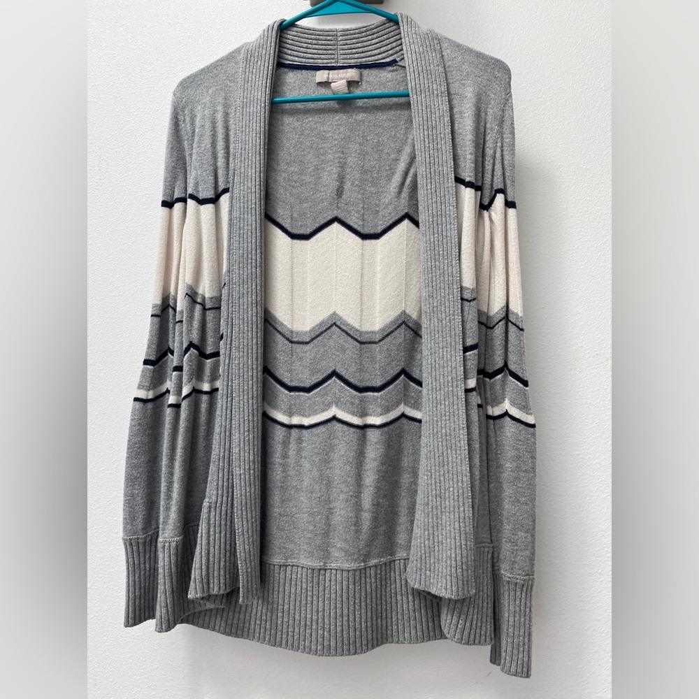 Banana Republic Gray, White, Navy Cardigan